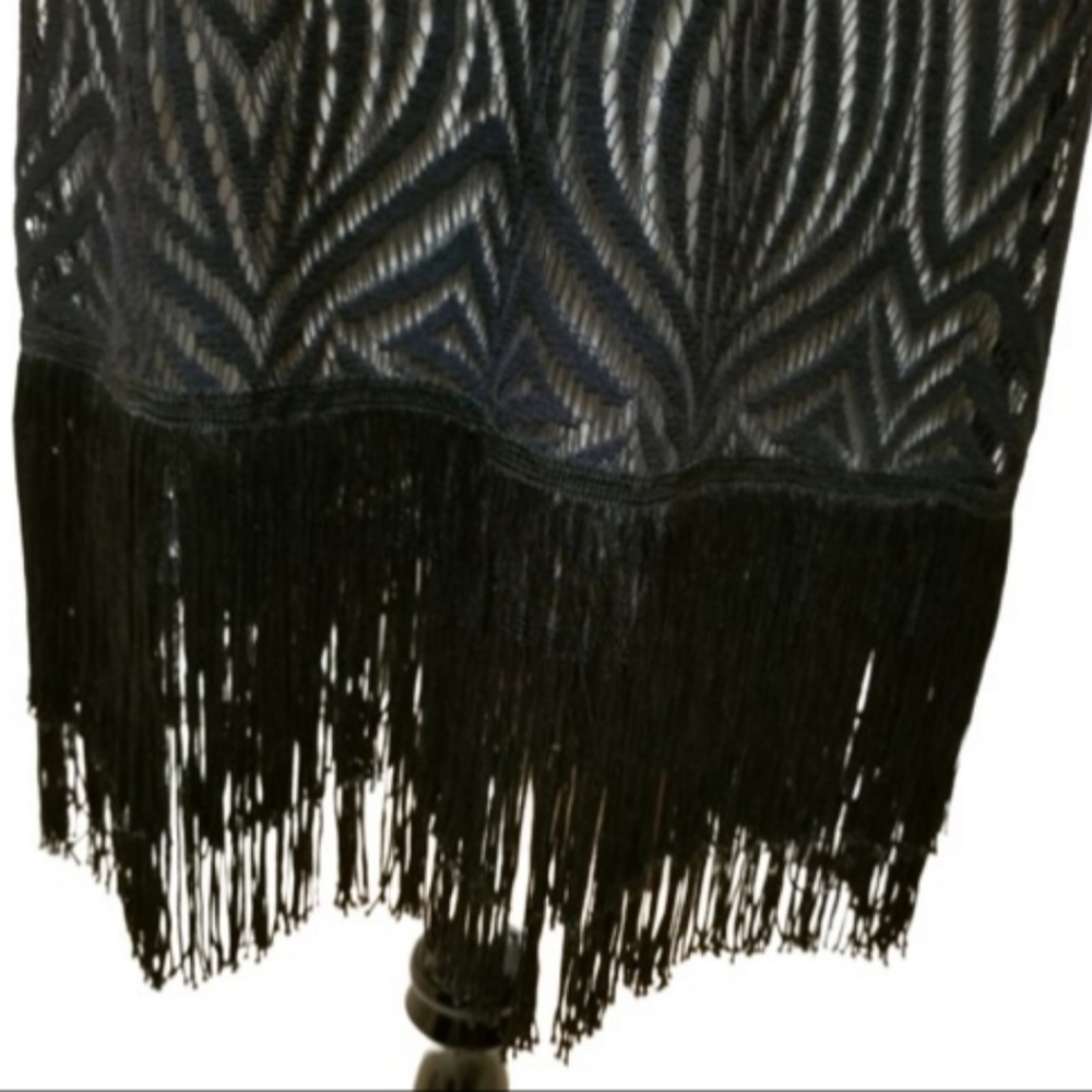 🆕️⬇️🎉HOST PICK🎉 Julia Jordan Black Fringed Hem Lace Shift Dress - Picture 5 of 9